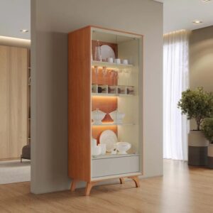Cristaleira Premium 100% MDF - 2P Vidro + LED