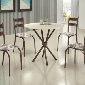 Conjunto Mesa Tubular Macaé Tampo Circular 0.75 Com 4 Cadeiras Ratam