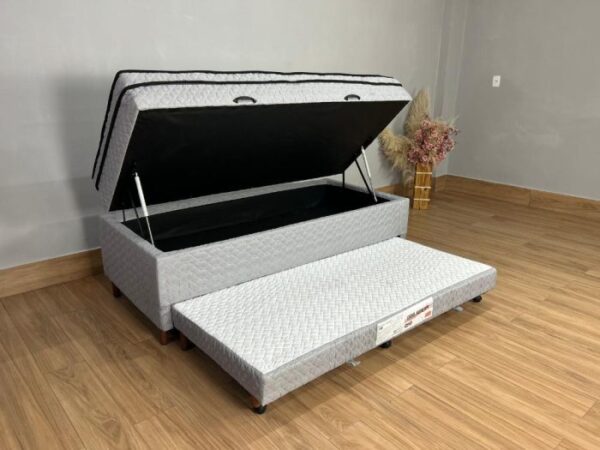 Cama Box Baú Sublime Molas Solteiro Com Auxiliar E