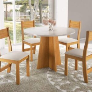 Mesa de Jantar Flipp Circular 0.90 Com 4 Cadeiras Brisa E