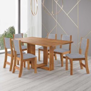 Mesa Luar/Luna com 6 Cadeiras Sol - 1,60x0,80m MDF
